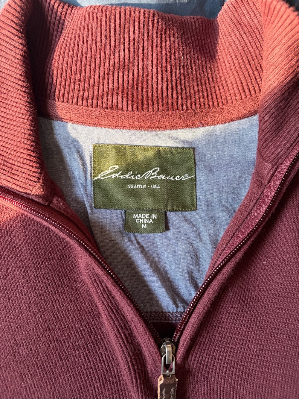 Eddie Bauer Men's Burgundy Quarter-Zip